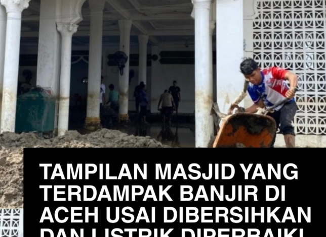 Tampilan Masjid Terdampak Banjir di Aceh Mulai Pulih Dibersihkan