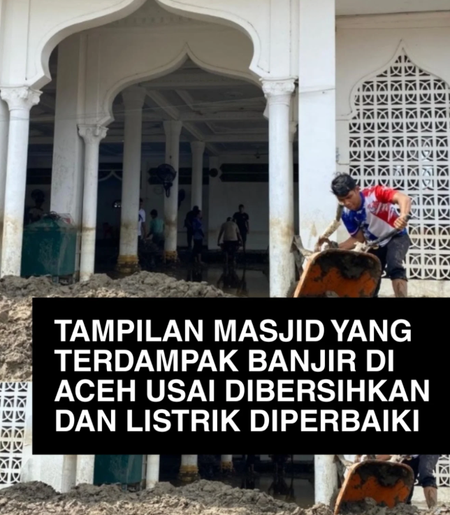 Tampilan Masjid Terdampak Banjir di Aceh Mulai Pulih Dibersihkan