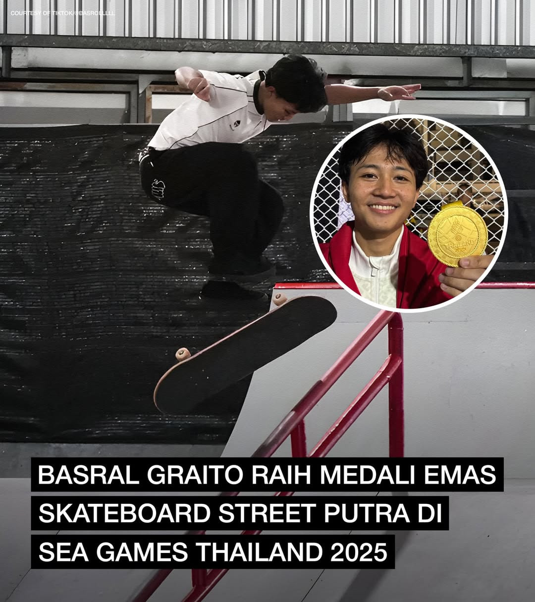 Basral, Atlet Skateboard Mengharumkan  dengan Medali Emas