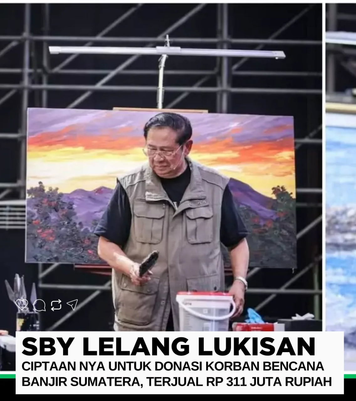 SBY Lelang Lukisan Karya Pribadi untuk Donasi Banjir Sumatra