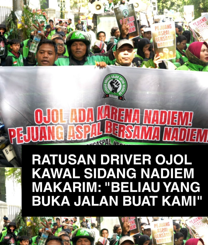 Ratusan Driver Ojol Kawal Sidang Nadiem Makarim