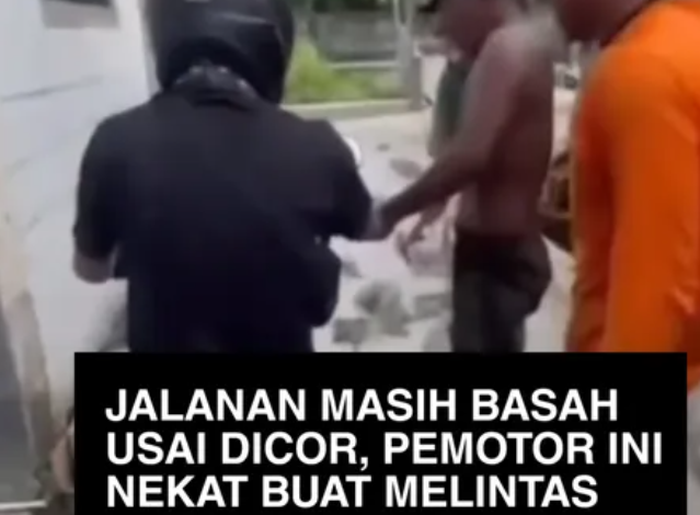 Jalan Masih Basah Usai Dicor, Aksi Pemotor Picu Amarah Warga